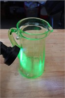 Vintage Green Uranium Glass Pitcher