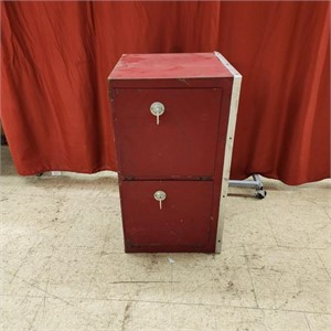 Red metal cabinet. 16"x16"x29"