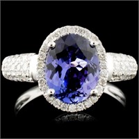 18K Gold 2.36ct Tanzanite & 0.50ctw Diamond Ring