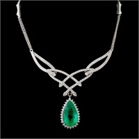 18K/14K Gold 5.58ct Emerald & 2.10ct Diamond Neckl