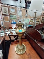 Vintage Brass Column Oil Lamp