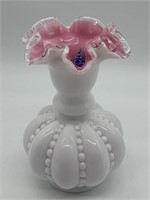 Fenton Peach Crest Flower Vase 6in