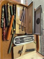 Tray lot of vintage fountain pens etc as shown