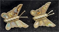 Sterling .925 & MOP Butterfly Screw Back Earrings