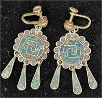 EVH Taxco Sterling .925 Turquoise Mosaic Earrings