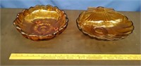 Pair of Amber Glass Bowls