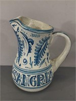 Spanish Pottery Pitcher -Hand Painted -Crazed