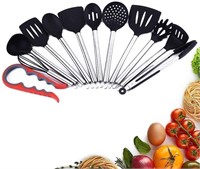 12 PCS HAOLIDE SILICONE KITCHEN COOKING UTENSILS