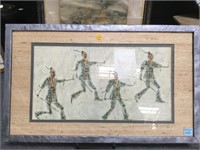 FRAMED & MATTED "EXERCISE OF WARRIORS" STONE RUBBI