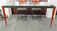 MID CENTURY MODERN GLASS TOP DINING TABLE