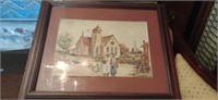 Watercolor African American Church Scene 22" by