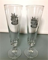 2 Vintage Anheuser Busch BEER Glasses St.Louis