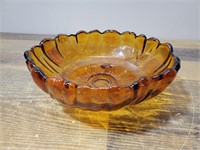 Amber Glass Footed Serving Bowl