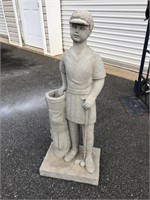 38” cement woman golfer statue flier holder