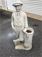 40” cement man golfer statue planter