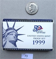 1999 US Proof set w/Quarters, plus Ike $1.00