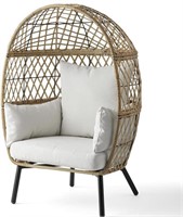 OUTDOOR WICKER STATIONARY EGG CHAIR WITH CREAM