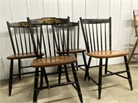 4 Black and brown wood dining room chairs