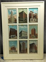 Architectural Vintage Postcards (9) in Frame