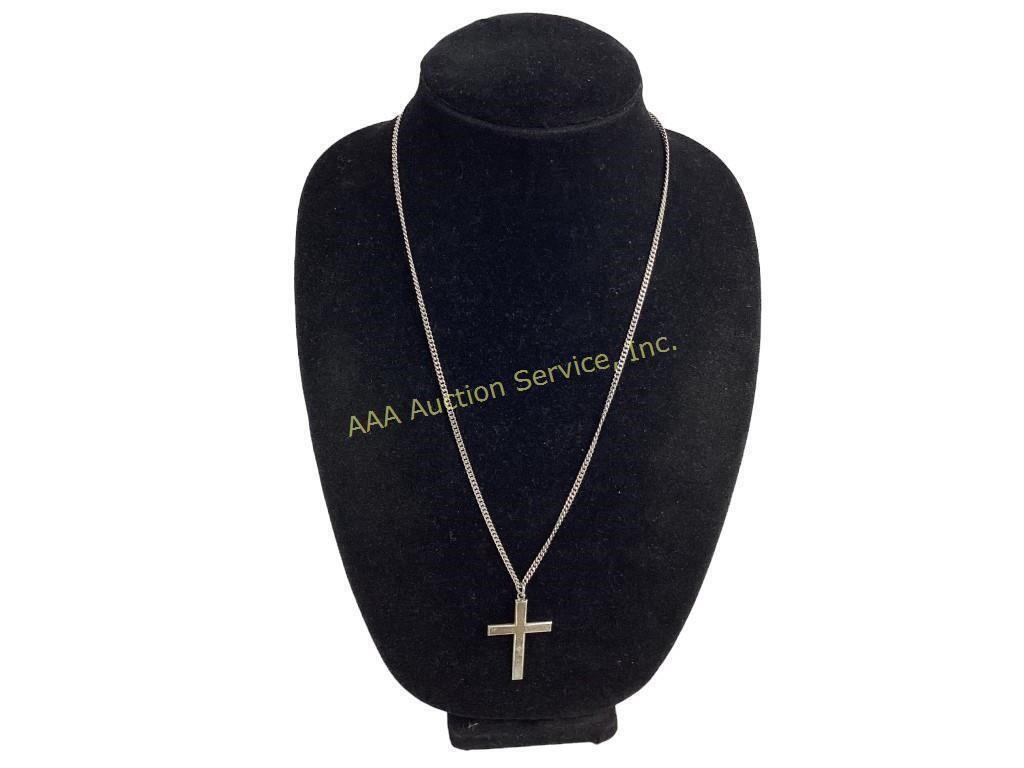 Sterling cross pendant necklace monogrammed 18.37