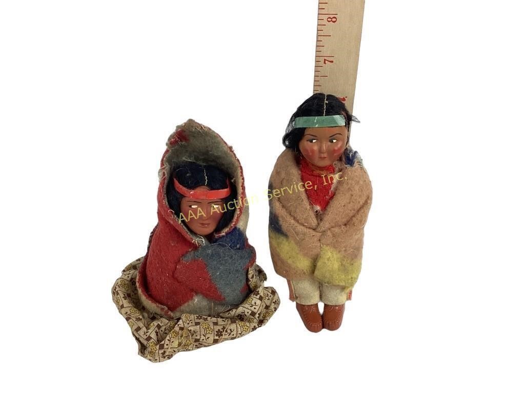 (2) Native American Skookum dolls incl. Bully