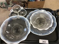Tray of vintage Hobnail Opalescent.