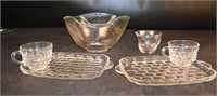 Set of 2 Sever Sets Chip Bowl & Hand Blown Cup