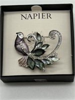 Napier Fancy Rhinestone Peacock Brooch