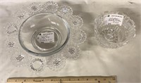 VINTAGE GLASS CANDLE HOLDER BOWL AND CUT