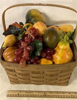 ARTIFICIAL FRUIT IN LONGABERGER BASKET SIGNED AND