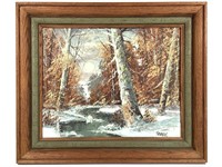 Joseph Trover Indiana Winter Landscape, Oil