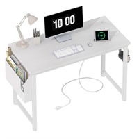 Lufeiya 39 inch White Computer Desk with Power Out