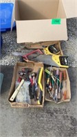 Assortment of hand tools, saws, hammers, screw