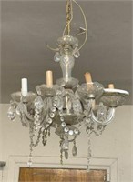 Vintage Glass Chandelier with Crystal Prisms