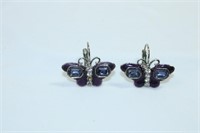 Pair of Gemstone Butterfly Earrings