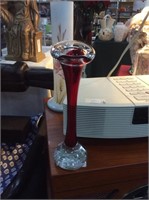 Red bubble glass vase