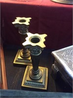 Pair of brass candlestick holders