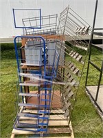 pallet of racking, stacking plastic trays, etc..