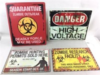 Danger High Voltage & Zombie Warning Signs