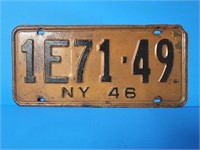VTG 1946 NEW YORK CAR TAG-GOOD SHAPE