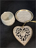 3 PCS ASSORTED IVORY LENOX - COASTER, VOTIVE,