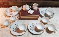 Set/8 Lefton Wheat Handpainted Plates & Cups,