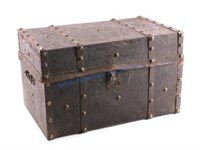 Antique Leather Covered Wooden Trunk