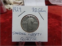 1930 90% silver standing liberty quarter dollar.