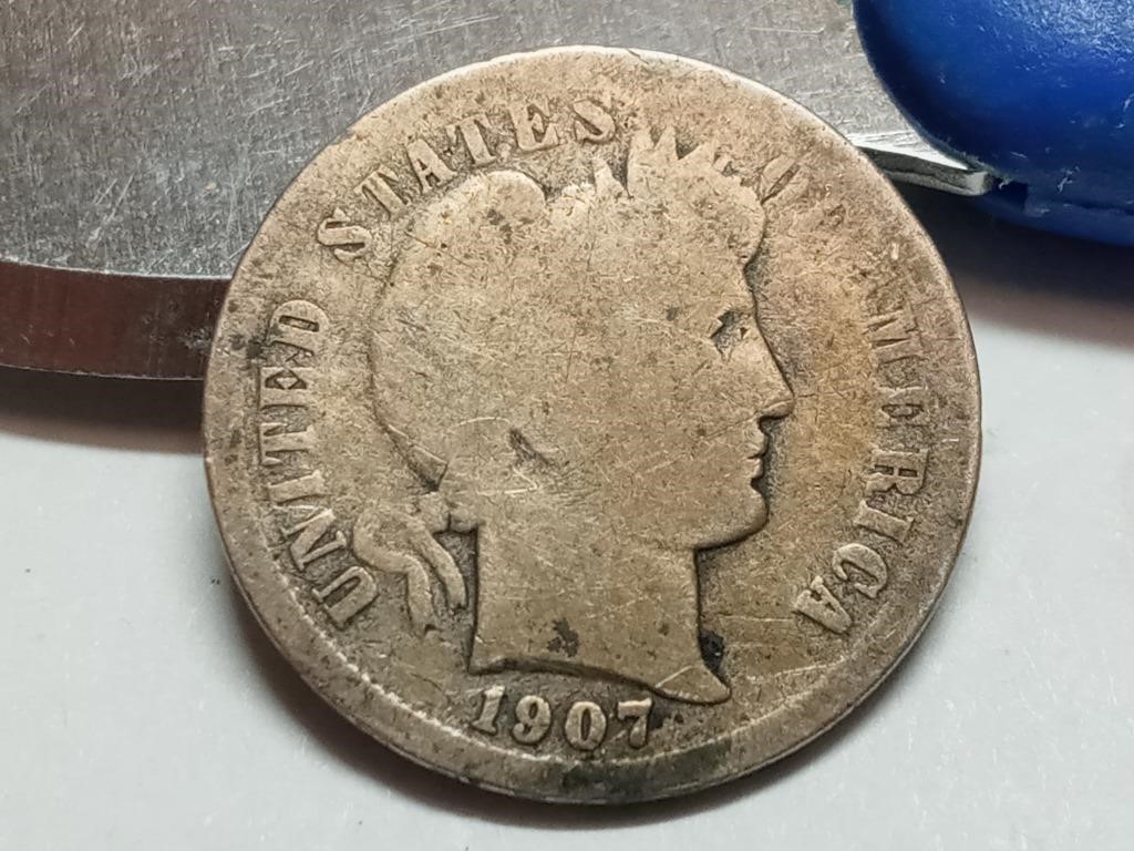 OF) better date 1907 O silver Barber dime