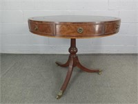 Antique Embossed Leather Inlay Game Table