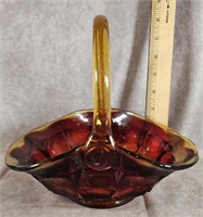 VINTAGE AMBERINA GLASS BASKET