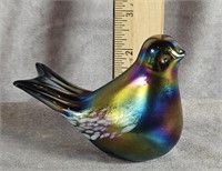 CARNIVAL IRIDESCENT MOTTLED ART GLASS BIRD