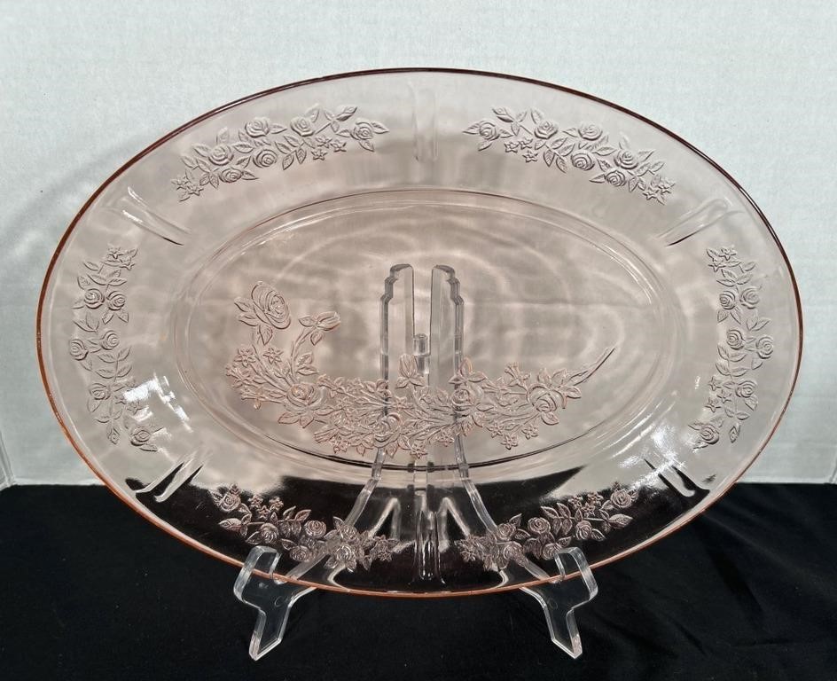 Federal Sharon Cabbage Rose Pink Platter