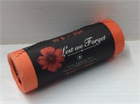 Roll Of  25 Cent Lest We Forget